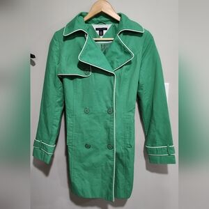 Tommy Hilfiger Women's Kelly Green Double Breasted Belted Trench Coat,  Size S